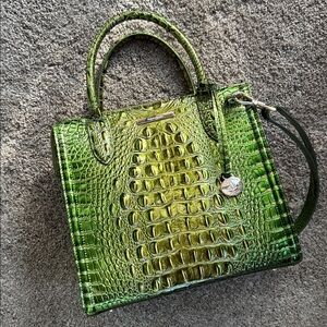 BRAHMIN Melbourne Collection Cacti Green Small Caroline Satchel Bag
